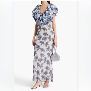 Rotate Blue Floral Ruffle Dress